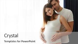  Presentation with hug - PPT theme with joyful waiting - photo of smiling man hug background and a white colored foreground