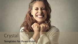  Presentation with pcos woman - Presentation theme having joyful-woman background and a coral colored foreground