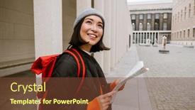  Presentation with asian map - Presentation theme with joyful-young-asian-woman background and a tawny brown colored foreground