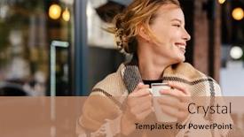  Presentation with hot tea - Slide deck featuring joyful-young-blonde-woman background and a coral colored foreground