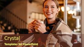  Presentation with hot tea - Slide deck consisting of joyful-young-blonde-woman background and a tawny brown colored foreground