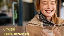  Presentation with hot tea - Theme having joyful-young-blonde-woman background and a coral colored foreground