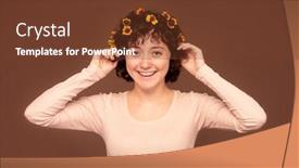  Presentation with ethnicity - Amazing presentation theme having joyful-young-brunette-female backdrop and a tawny brown colored foreground