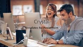  Presentation with project - PPT theme enhanced with joyful-young-colleagues-working background and a  colored foreground