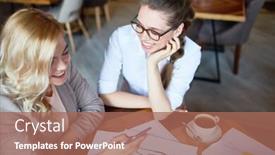  Presentation with joint - Theme consisting of joyful young fashion designers having fun while discussing joint project at cozy small coffeehouse pretty blond-haired woman using smartphone background and a coral colored foreground