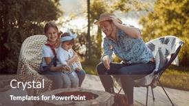  Presentation with family day - Presentation featuring joyful-young-girls-roasting-marshmallows background and a tawny brown colored foreground