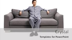  Presentation with joyful - Presentation design having joyful-young-man-at-home background and a light gray colored foreground