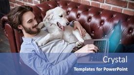  Presentation with joyful - Presentation design featuring joyful-young-man-lying background and a  colored foreground