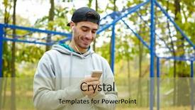  Presentation with effective training: systems strategies and practi - Slide deck consisting of joyful young sportsman listening background and a yellow colored foreground