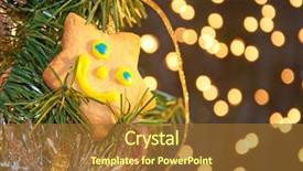  Presentation with cookie - Theme featuring joyous star shaped cookie in a christmas tree background and a tawny brown colored foreground