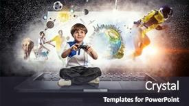  Presentation with video game - Colorful slide deck enhanced with joystick - boy playing a video game backdrop and a  colored foreground