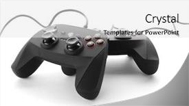  Presentation with video game xbox - Colorful PPT theme enhanced with joystick - video game controllers on white backdrop and a  colored foreground