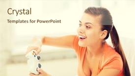  Presentation with video games playing - Beautiful slides featuring joystick playing video games backdrop and a cream colored foreground