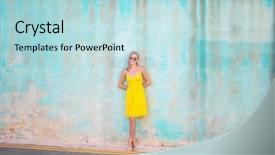  Presentation with blue - Audience pleasing slide set consisting of jpy - blonde woman in front backdrop and a  colored foreground