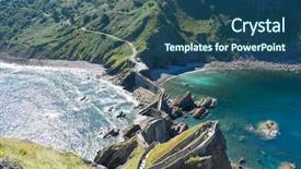  Presentation with stairs - Presentation theme enhanced with juan gaztelugatxe island view basque background and a  colored foreground