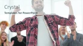  Presentation with team leader - Presentation with jubilant-leader-standing-in-front background and a cool aqua colored foreground