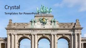  Presentation with triumphal arch and champs elysees - Cool new slide deck with jubilee - brussels triumphal arch mounument backdrop and a light blue colored foreground