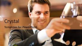  Presentation with toasting - Slides with jubilee - couple toasting wine glasses background and a coral colored foreground