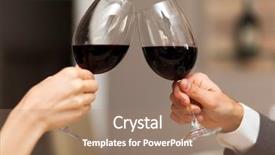  Presentation with wine retial - Amazing slide set having jubilee - couple toasting wine glasses backdrop and a coral colored foreground