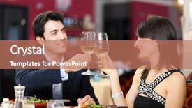  Presentation with restaurant toasting - Presentation consisting of jubilee - couple toasting wine background and a  colored foreground