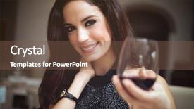  Presentation with restaurant toasting - Presentation design consisting of jubilee - couple toasting wineglasses background and a tawny brown colored foreground