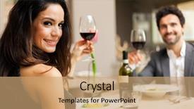  Presentation with restaurant toasting - Audience pleasing slide set consisting of jubilee - couple toasting wineglasses backdrop and a coral colored foreground