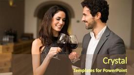  Presentation with wedding muslim couple - Cool new PPT theme with jubilee - smiling couple toasting wineglasses backdrop and a tawny brown colored foreground