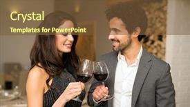  Presentation with restaurant toasting - PPT layouts consisting of jubilee - young couple toasting wineglasses background and a tawny brown colored foreground