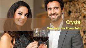  Presentation with restaurant toasting - Presentation theme consisting of jubilee - young couple toasting wineglasses background and a tawny brown colored foreground
