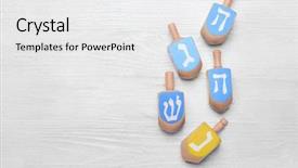 Presentation with hanukkah - PPT layouts consisting of tora - dreidels for hanukkah on light background and a white colored foreground