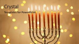  Presentation with candles - PPT theme featuring hanuka - menorah with candles for hanukkah background and a yellow colored foreground
