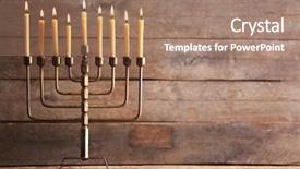  Presentation with hanukkah - Amazing presentation theme having jewish symbol - menorah with candles for hanukkah backdrop and a coral colored foreground