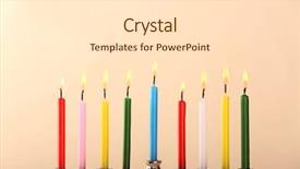  Presentation with hanukkah - Theme having hanuka - menorah with colorful candles background and a white colored foreground