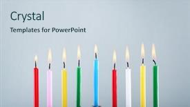  Presentation with hanukkah - PPT theme having judah - menorah with colorful candles background and a sky blue colored foreground