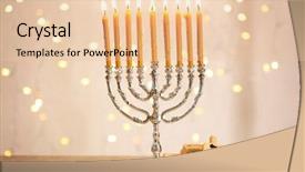  Presentation with hanukkah - Amazing PPT theme having judah - menorah with dreidels for hanukkah backdrop and a lemonade colored foreground