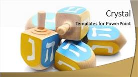  Presentation with hanukkah - Beautiful slide deck featuring hannukah - wooden dreidels for hanukkah backdrop and a white colored foreground