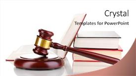  Presentation with judge - Colorful presentation enhanced with judge's gavel and books backdrop and a white colored foreground