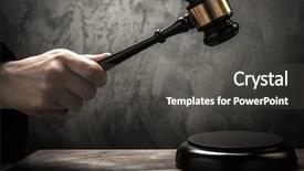  Presentation with judge - Amazing slide set having judge's hand holding wooden hammer backdrop and a dark gray colored foreground