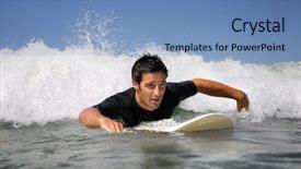  Presentation with surfing - Presentation design consisting of judge competitive events - man surfing background and a teal colored foreground