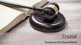  Presentation with court gavel - Cool new presentation theme with judge gavel and book backdrop and a light gray colored foreground