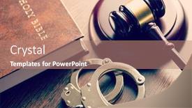  Presentation with judge - Theme with government bible - judge gavel and handcuffs background and a coral colored foreground
