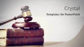  Presentation with court gavel - Colorful PPT theme enhanced with judge-gavel-and-law-books backdrop and a light gray colored foreground