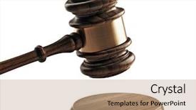  Presentation with gavel - Beautiful PPT theme featuring judge gavel and soundboard isolated backdrop and a coral colored foreground