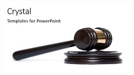  Presentation with gavel - Presentation design consisting of judge gavel and soundboard isolated background and a  colored foreground