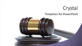  Presentation with judge - Slide deck enhanced with judge gavel and soundboard isolated background and a white colored foreground