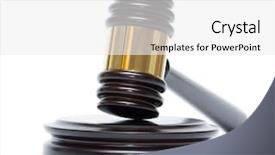  Presentation with judge gavel or law mallet - Audience pleasing PPT theme consisting of judge gavel and soundboard isolated backdrop and a white colored foreground