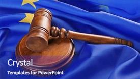  Presentation with court gavel - Slide set with judge gavel on european union background and a navy blue colored foreground