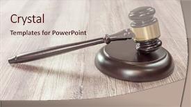  Presentation with judge gavel or law mallet - Slide deck with judge gavel on the brown background and a lemonade colored foreground