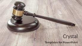  Presentation with judge gavel or law mallet - Beautiful slide deck featuring judge gavel on the brown backdrop and a mint green colored foreground