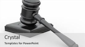  Presentation with judge gavel or law hammer - Slides enhanced with judge gavel on white isolaed background and a light gray colored foreground